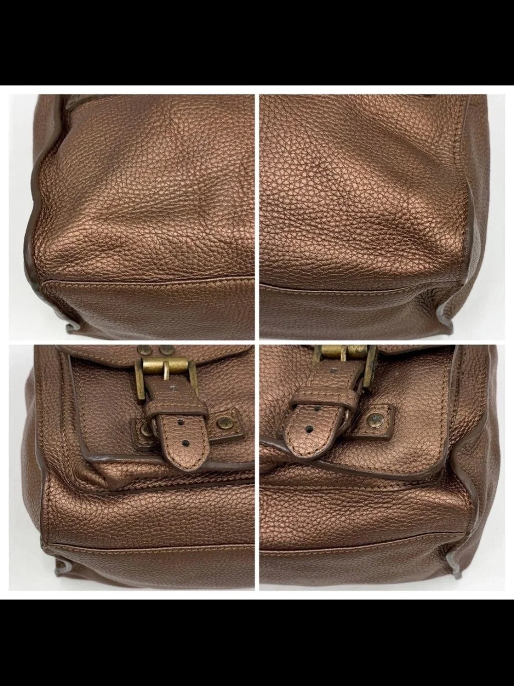 Mulberry Brown Pebbled Leather Buckle Satchel